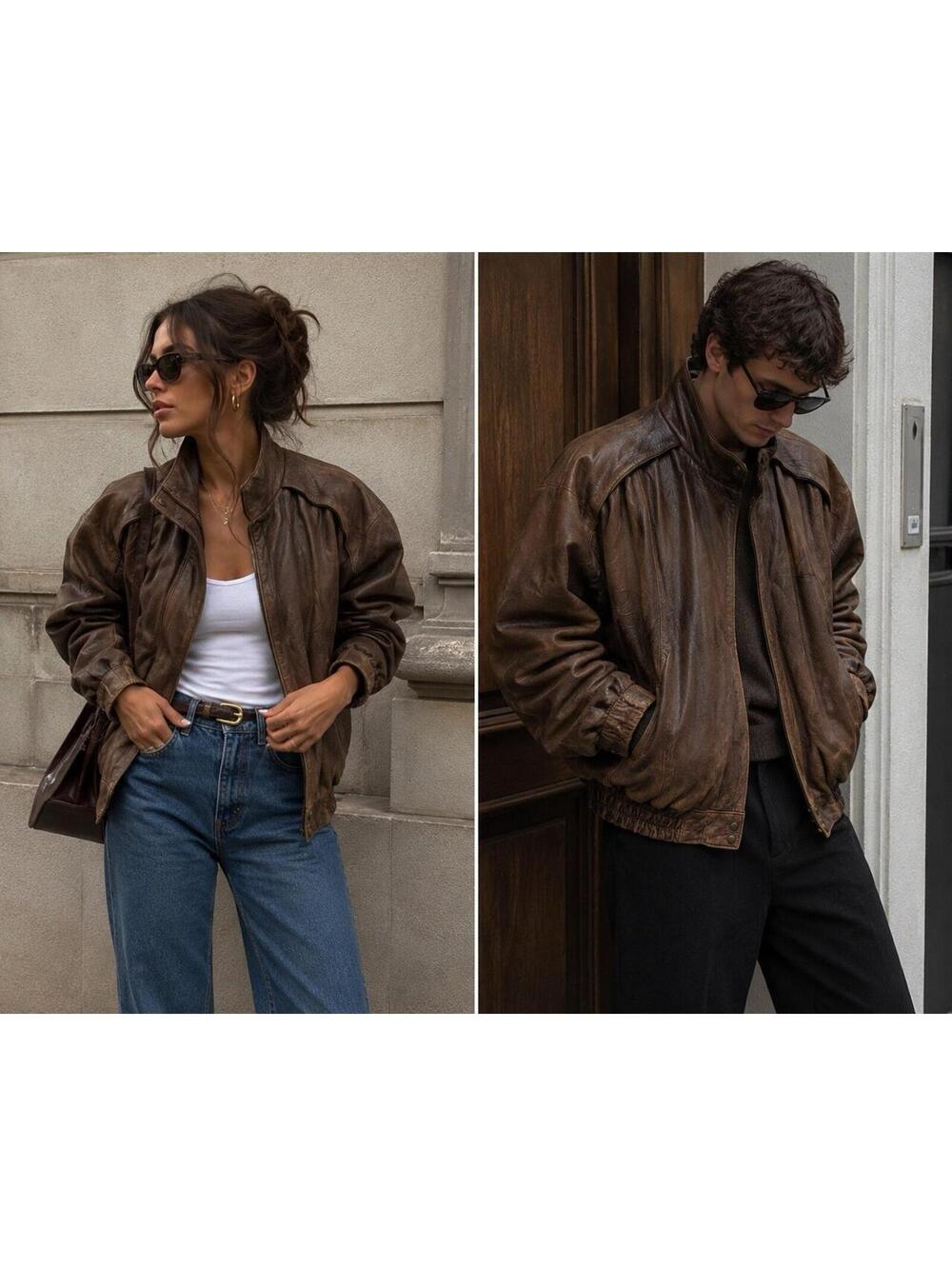 Vintage Christian Dior Le Connaisseur Brown Leather Bomber Jacket Unisex